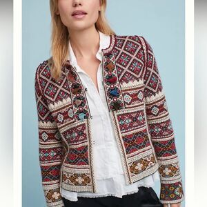 Aldomartins x Anthropologie Inverness Embellished Knit Blazer Jacket